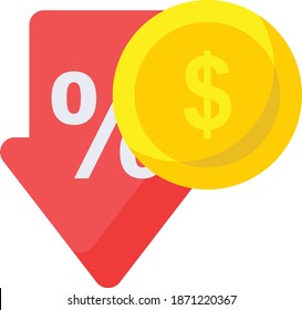 Cash Discount Offer with percentage Down arrow Concept Vector Color Icon Design, Winter Fall Sales Elements Symbol on white background, Year End Promotion Sign, Shopping Season Discount, 