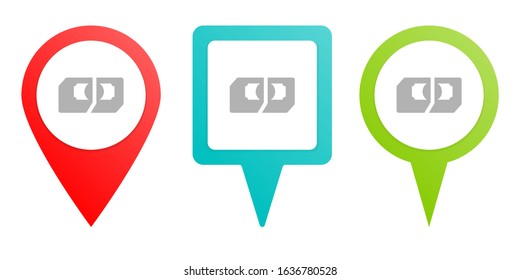 cash, dollar, money. Multicolor pin vector icon, diferent type map and navigation point.