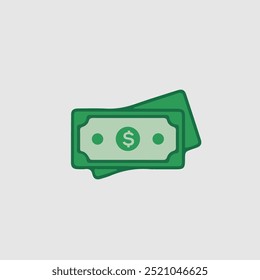 Efectivo. Signo de dólar. Ilustración vectorial aislada sobre fondo blanco