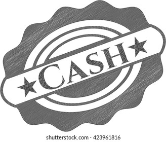 Cash drawn in pencil
