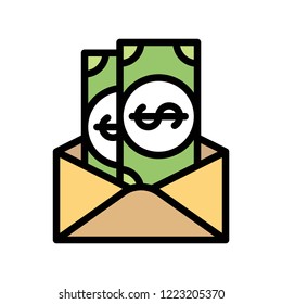 cash envelope flat icon editable outline in business and banks 