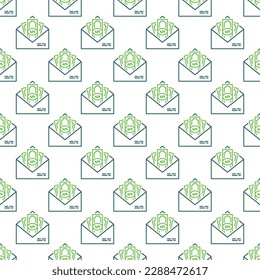 Cash in Envelope vector Dollar Bribe concept seamless pattern in thin line style