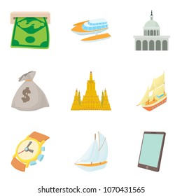 Cash equivalent icons set. Cartoon set of 9 cash equivalent vector icons for web isolated on white background