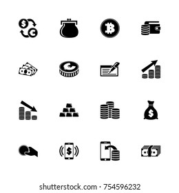 Cash - Expand to any size - Change to any colour. Flat Vector Icons - Black Illustration on White Background.