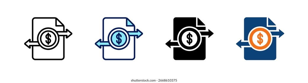 Cash Flow All In One Icon Multi Styles Vektor Set