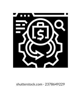 Cashflow-Analyse Glyphsymbol-Vektorgrafik. Kennzeichen für die Cashflow-Analyse. einzelne Symbolillustration