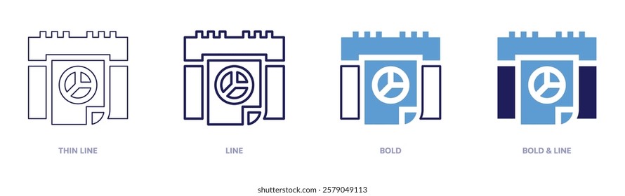 Cash flow analysis icon in 4 different styles. Thin Line, Line, Bold, and Bold Line. Duotone style. Editable stroke.