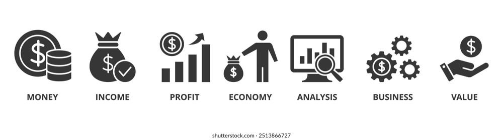 Cash flow banner web icon vector illustration concept for business and finance circulation with icon of money, income, profit, economy, analysis, business, and value