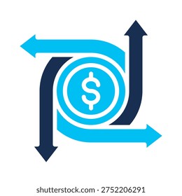 Cash Flow Boost Icon Glyph Color Style
