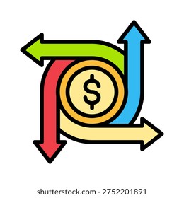 Cash Flow Boost Icon Lineal Color Style