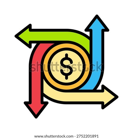 Cash Flow Boost Icon Lineal Color Style