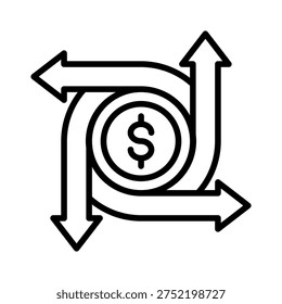 Cash Flow Boost Icon Outline Style Design