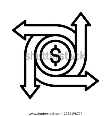 Cash Flow Boost Icon Outline Style Design