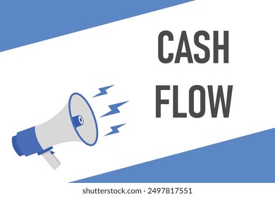 Cash flow button, banner, label, template for website. Cash flow text with colorful megaphone icon