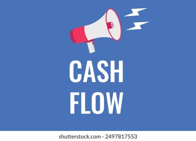 Cash flow button, banner, label, template for website. Cash flow text with colorful megaphone icon