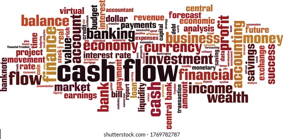 Cash flow cloud concept. Collage made of words about cash flow. Vector illustration 