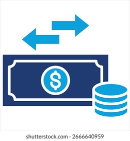 Cash Flow Flat Blue Icon Vector Illustration