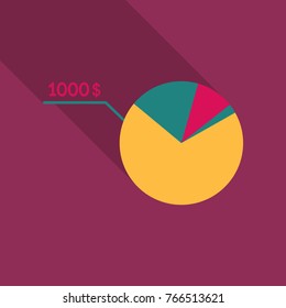 Cash flow graph. Market growth concept. Vector illustration of big stacked pile of cash. Modern currency concept profit growth.