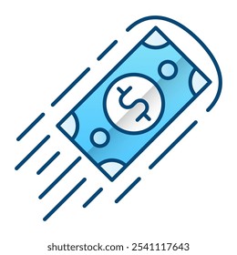 Icono de flujo de efectivo, Ilustración vectorial de degradado azul