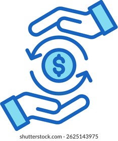 Cash Flow Icon Blue Vector Illustration