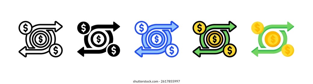 Cash Flow Icon Collection With Multiple Styles