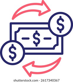 Cash Flow Icon Color Vector Illustration