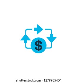 Cash flow icon colored symbol. Premium quality isolated revenue element in trendy style.