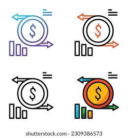 Cash flow icon design in four variation color