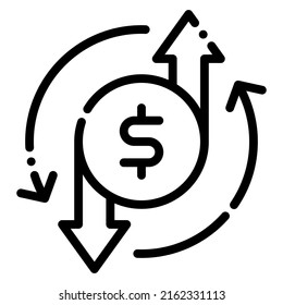 Cashflow-Icon-Design, Vektorgrafik, am besten für Web-App verwendet