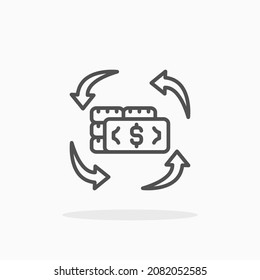 Cash Flow icon. Editable Stroke and pixel perfect. Outline style. Vector illustration. Enjoy this icon for your project.