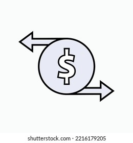 Cash Flow Icon. Exchange, Switched.  Symbol Spreading Currency.