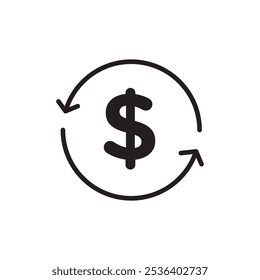 Cash flow icon Flat art illustration in outline