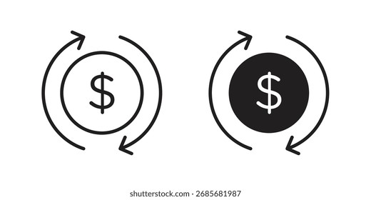 Ícone de fluxo de caixa logotipo preto e branco plano
