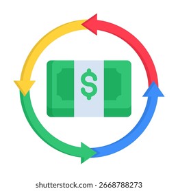 Icono de flujo de efectivo Ilustración vectorial de estilo plano