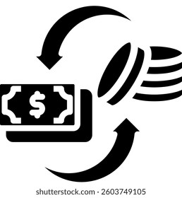 Cash Flow Icon Glyph Vector Illustration
