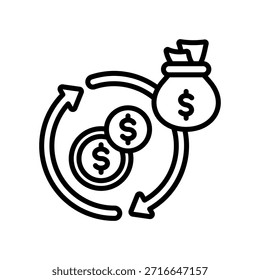 Cash Flow Icon Line Vector Illustration