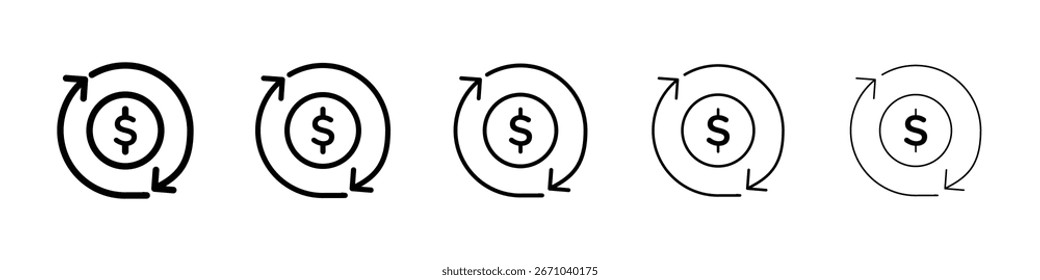 Logotipo de icono de flujo de efectivo en la colección de líneas de trazo