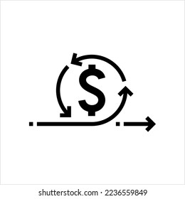 Cash Flow Icon, Money, Currency Flow, Inflow Outflow, Business Economy Activity Vector Art Illustration