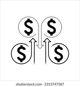 Cash Flow Icon, Money, Currency Flow, Inflow Outflow, Business Economy Activity Vector Art Illustration