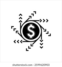 Cash Flow Icon, Money, Currency Flow, Inflow Outflow, Business Economy Activity Vector Art Illustration