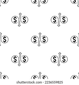Cash Flow Icon Seamless Pattern, Money, Currency Flow, Inflow Outflow, Business Economy Activity Vector Art Illustration