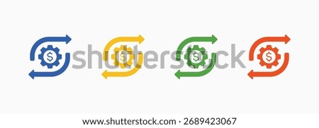 Cash Flow Icon Set Color Multiple Style Collection
