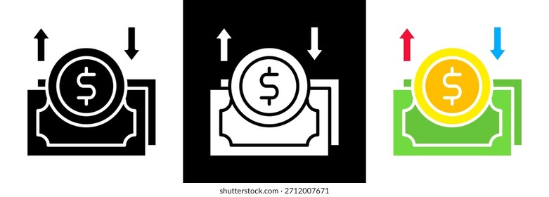 Cash Flow Icon Set Glyph vector Illustration