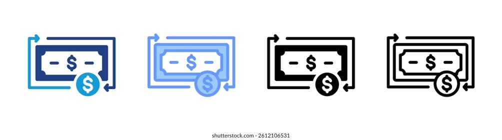 Cash Flow icon set multiple style collection