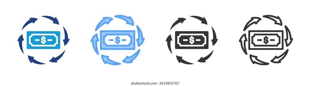 Cash Flow icon set multiple style collection