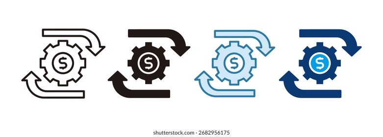 Ícone de Fluxo de Caixa Definir Coleção de Vários Estilos