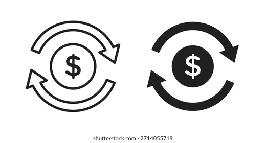 Diseños de Vector de silueta de icono de flujo de efectivo. Trazos editables