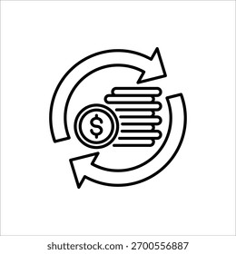 Cash flow icon. Cash flow symbol for web design. Concept of us currency sign for business or speed cashflow.