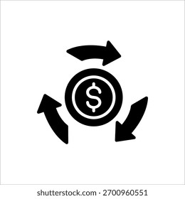 Icono de flujo de efectivo. Símbolo de flujo de efectivo para el Diseño web. Concepto de signo de moneda de uso para negocios o flujo de caja de velocidad.