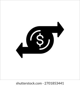 Cash flow icon. Cash flow symbol for web design. Concept of us currency sign for business or speed cashflow.